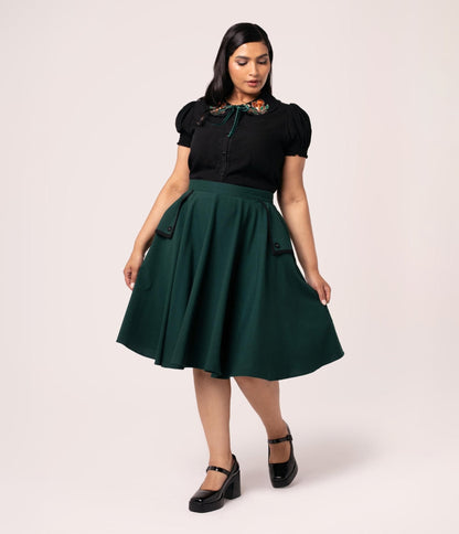 Hell Bunny Green Jessica Swing Skirt