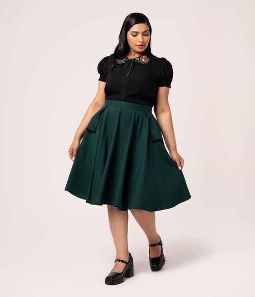 Hell Bunny Green Jessica Swing Skirt