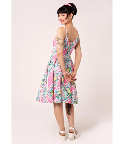 Hell Bunny Pink Floral Patchwork Swing Dress