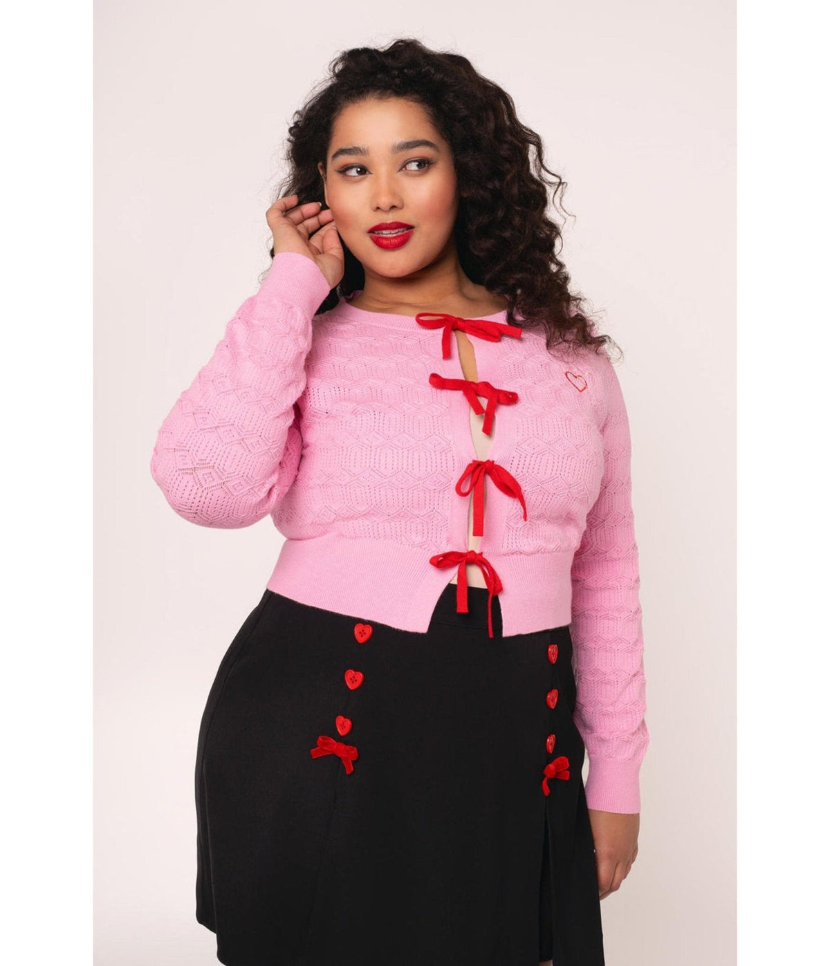 Hell Bunny Pink Tie Front Lucie Cardigan