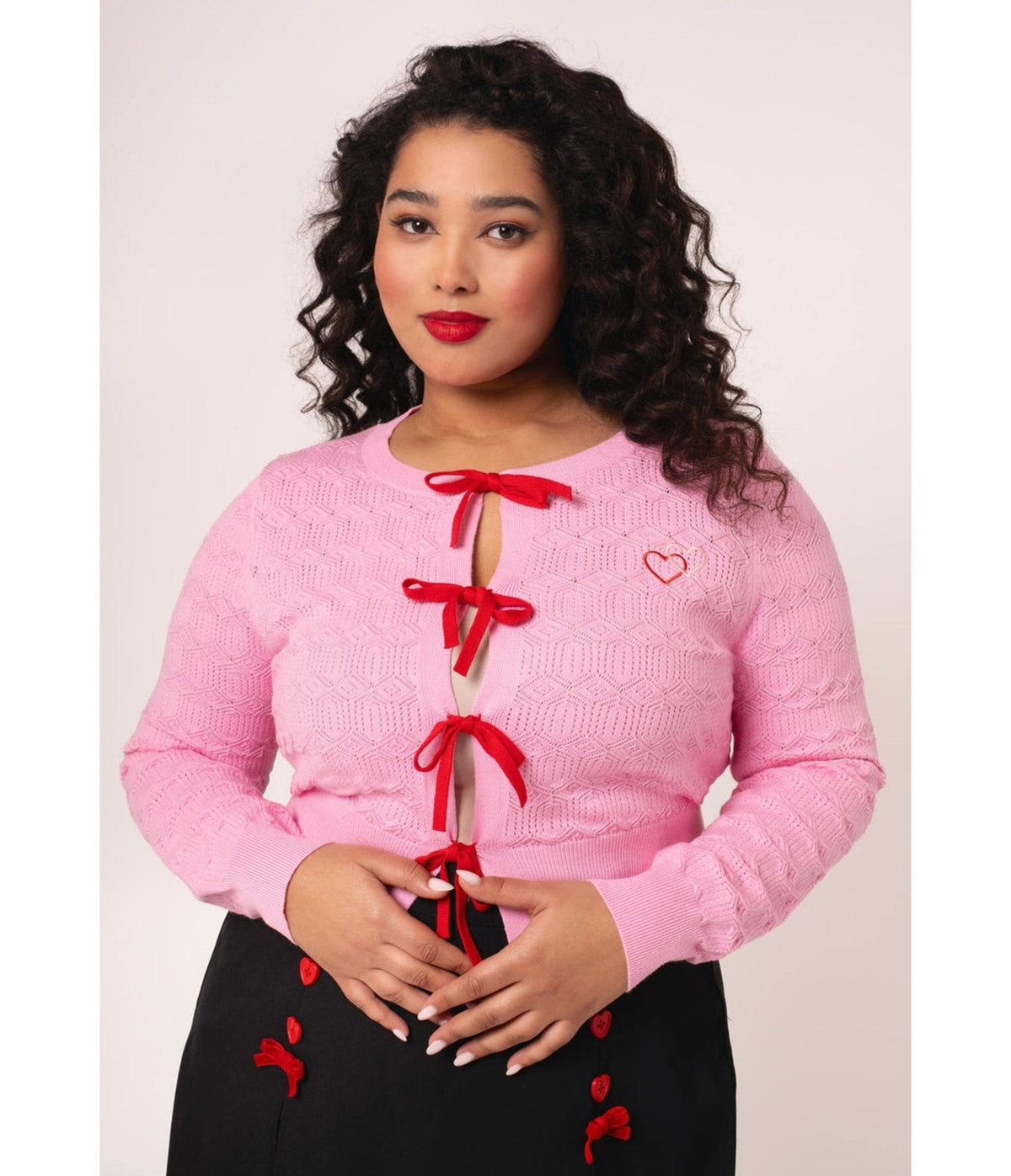 Hell Bunny Pink Tie Front Lucie Cardigan