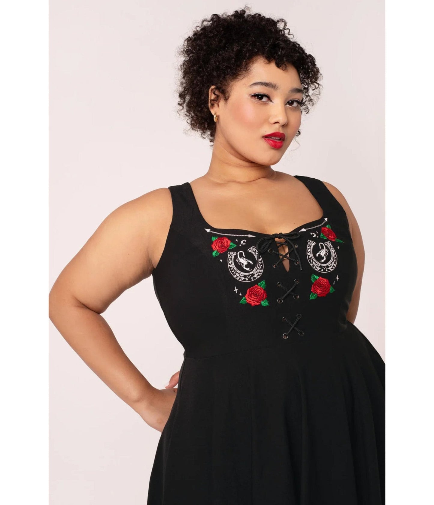 Hell Bunny Plus Size Black Scorpion Western  Swing Dress