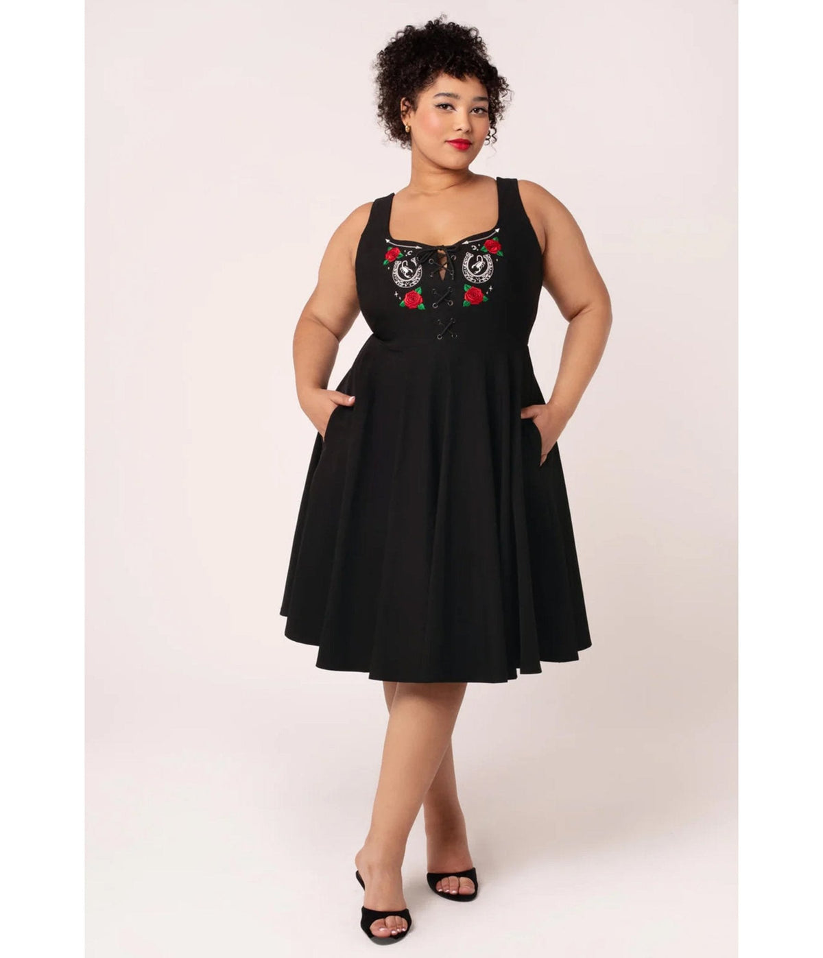 Hell Bunny Plus Size Black Scorpion Western  Swing Dress