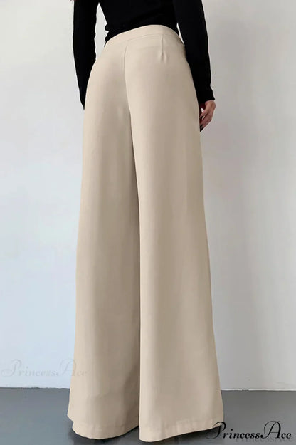 High Waist Loose Wide Leg Solid Pants