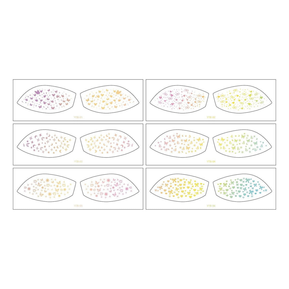 Face Glitter Stencil Patches, Facial Template Stickers for Festival Makeup