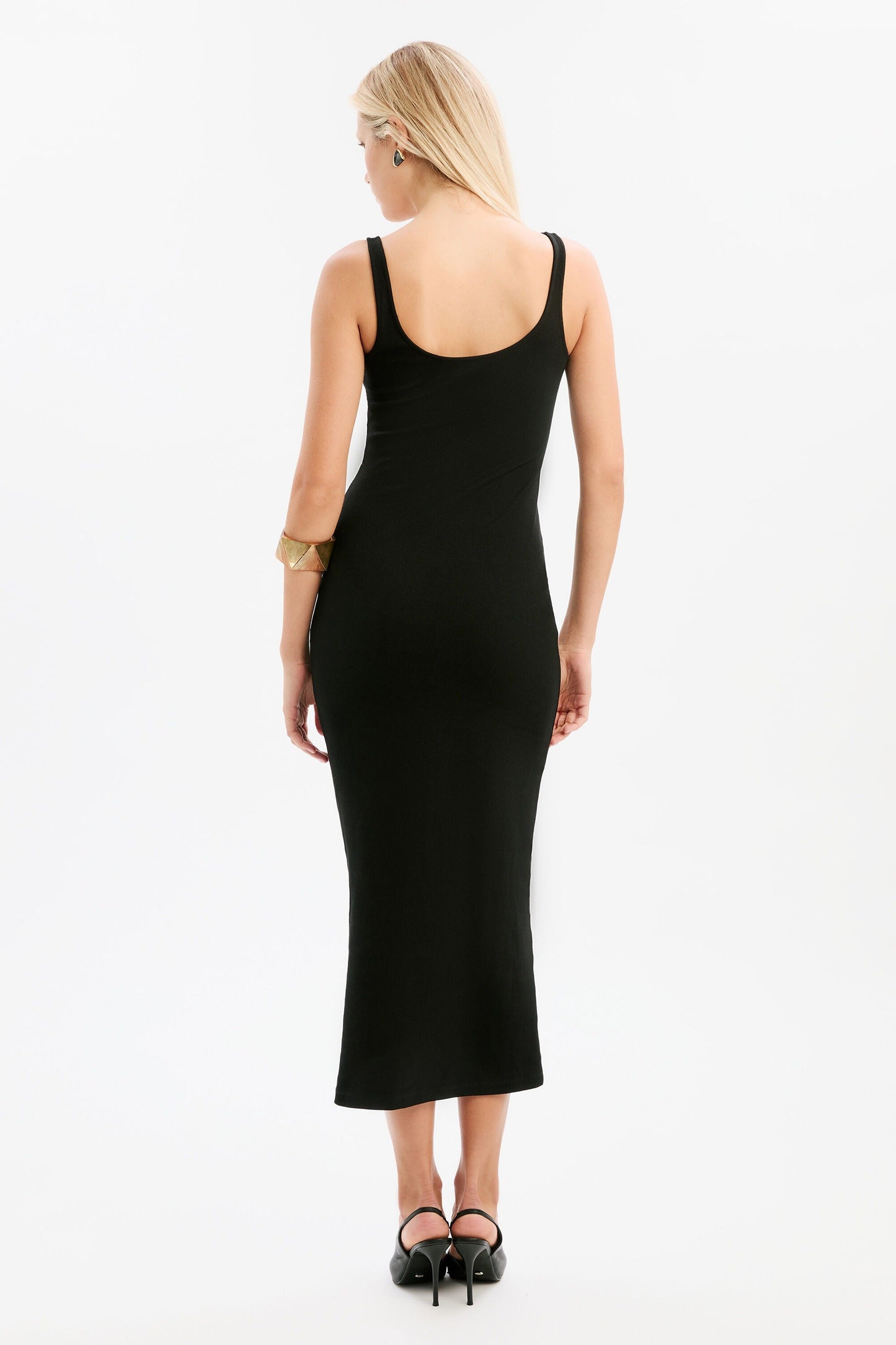Mason Ribbed Midi Dress - Black