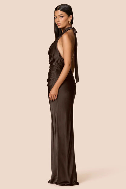 Nookie Penelope Drape Gown - Chocolate