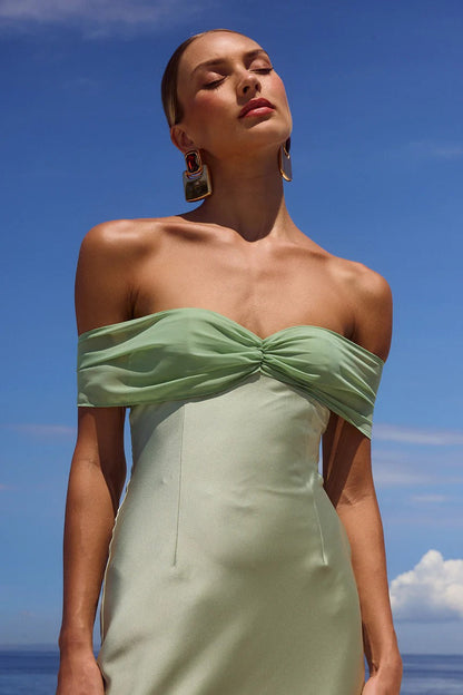 Kadie Off Shoulder Maxi Dress - Key Lime