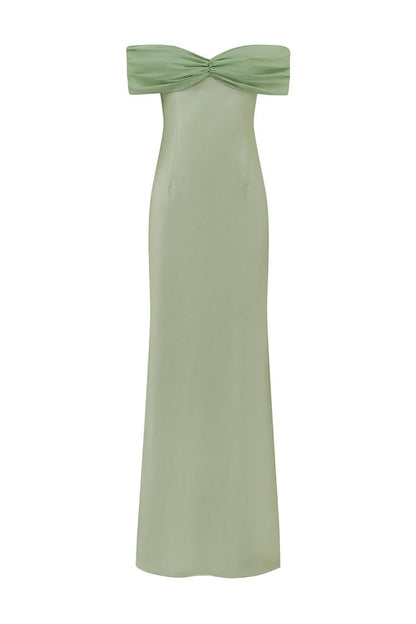 Kadie Off Shoulder Maxi Dress - Key Lime