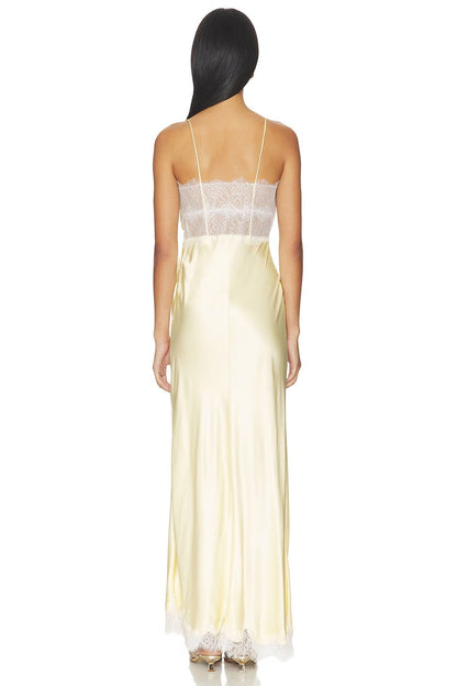 Taryn Satin Maxi Dress - Canary Yellow
