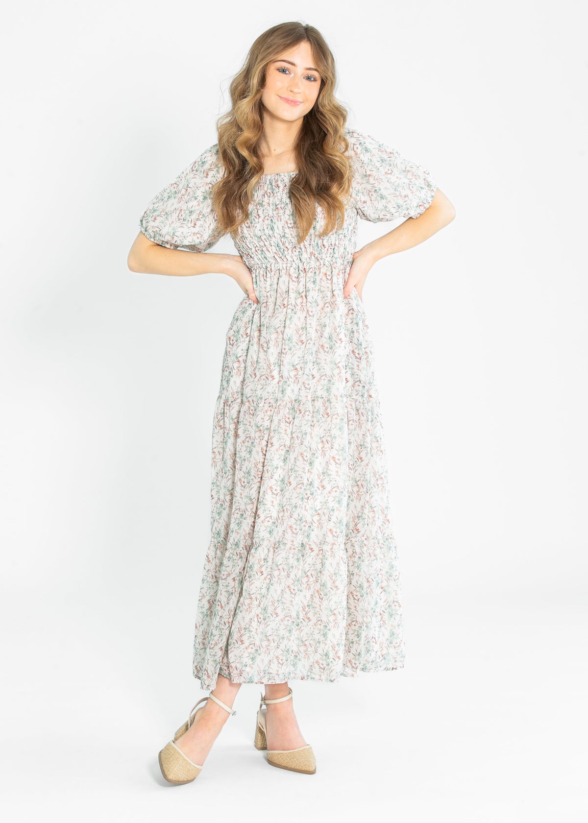 Indy Seaglass Blossom Smocked Maxi Dress - FINAL SALE