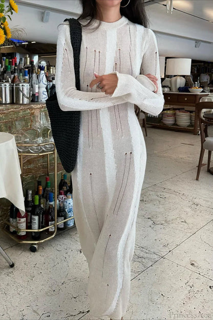 Knit Distressed Slim Maxi Dress