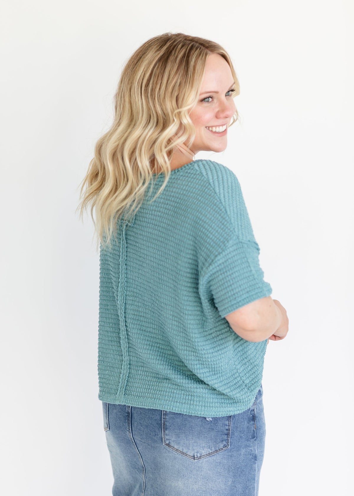 Knit Drop Shoulder Short Sleeve Top - FINAL SALE
