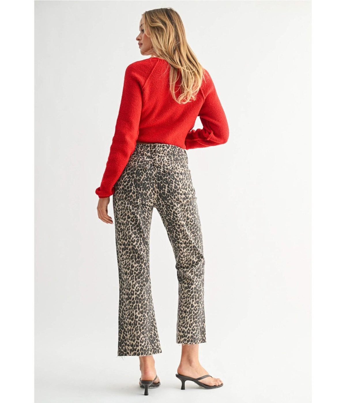 Leopard Print High Rise Flare Jeans