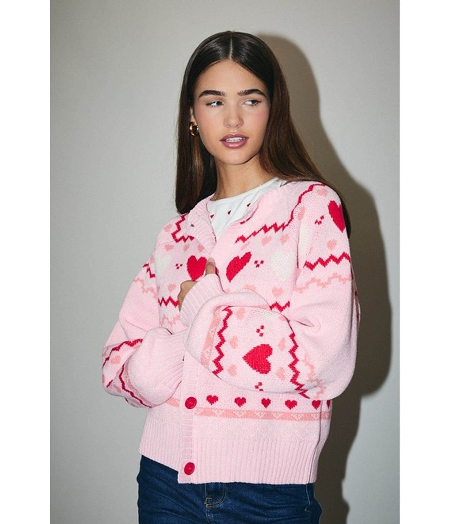 Light Pink Heart Cardigan