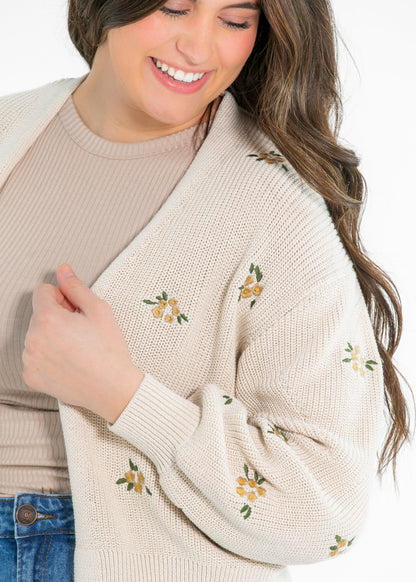 Long Sleeve Floral Embroidered Cardigan