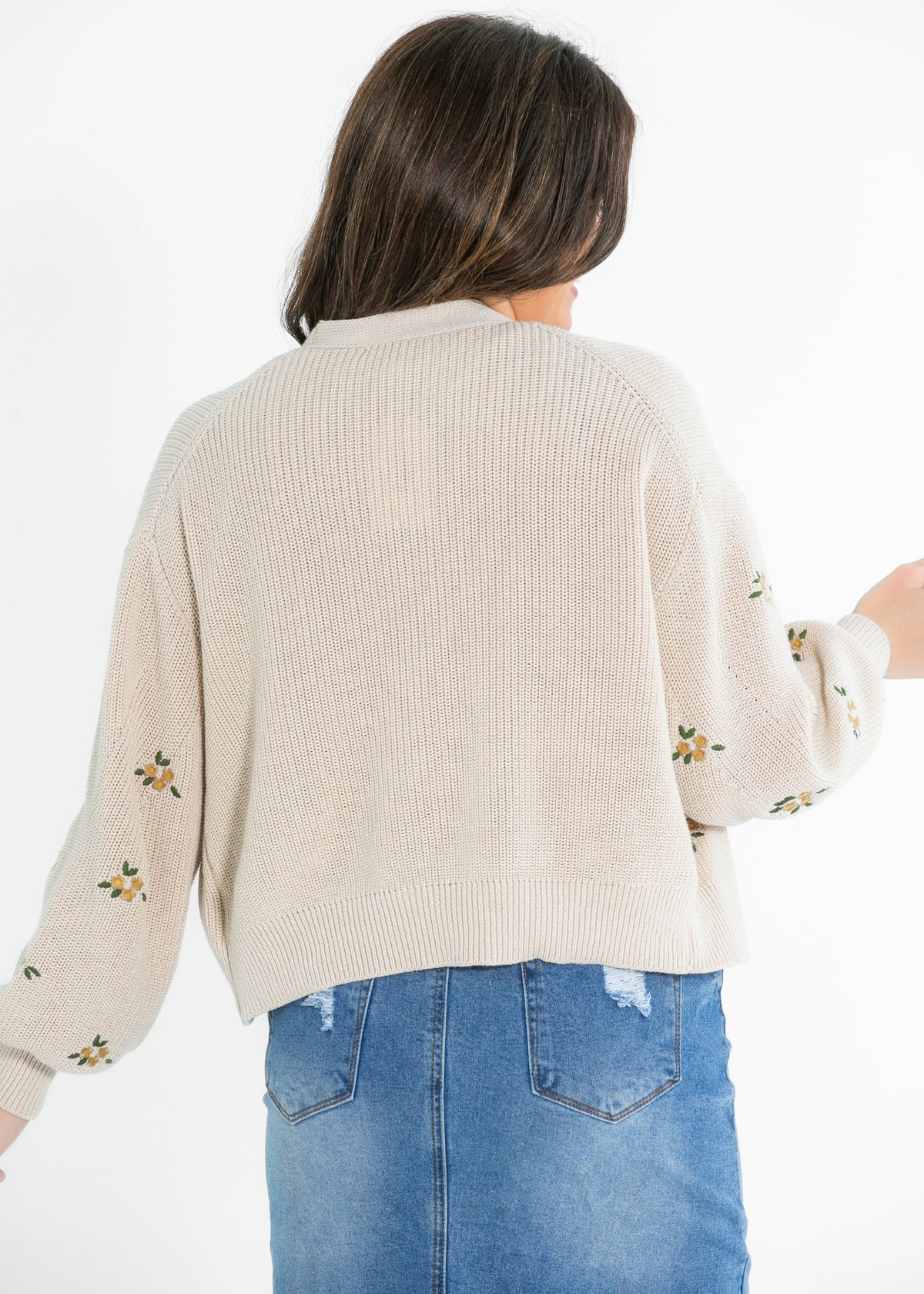 Long Sleeve Floral Embroidered Cardigan