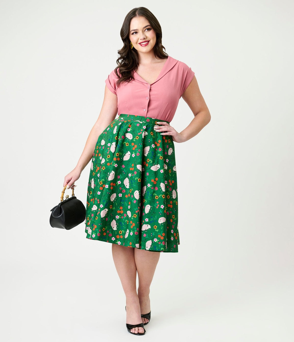 Magnolia Place Green Awesome Opossum Sally Swing Skirt