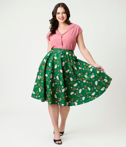 Magnolia Place Green Awesome Opossum Sally Swing Skirt