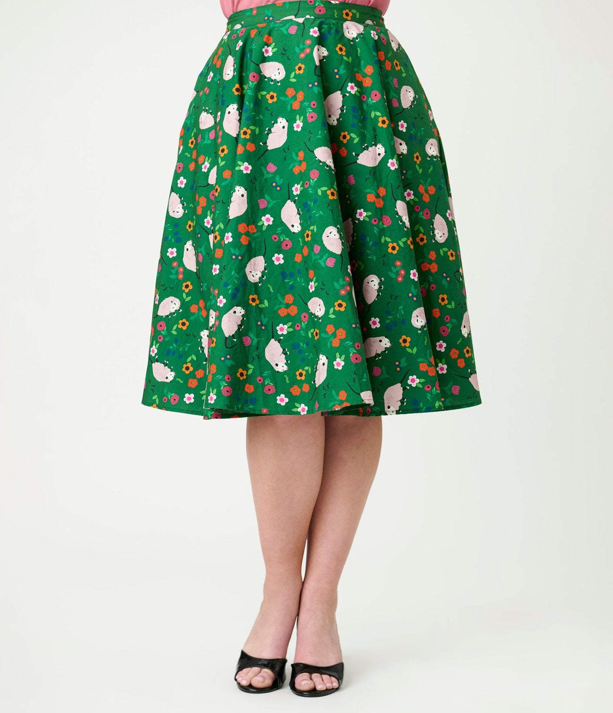 Magnolia Place Green Awesome Opossum Sally Swing Skirt