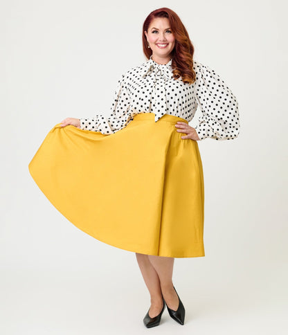 Magnolia Place Plus Size Mustard Sally Swing Skirt