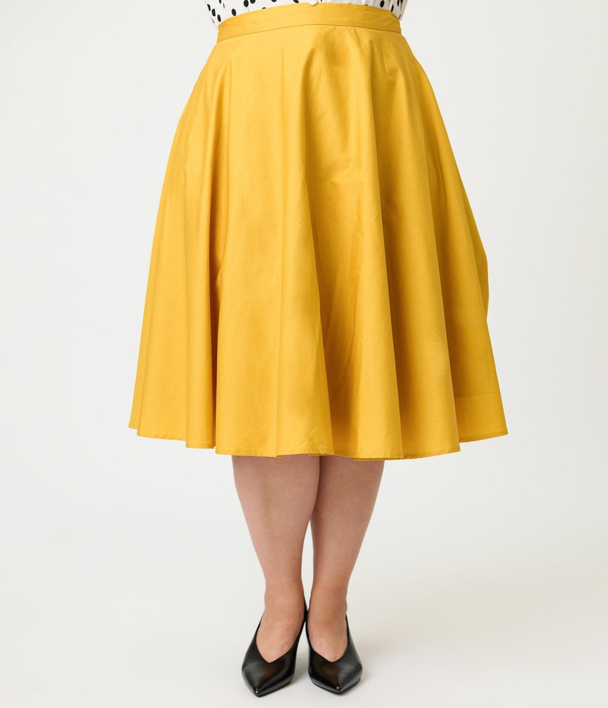 Magnolia Place Plus Size Mustard Sally Swing Skirt