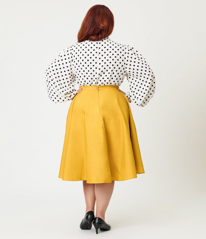 Magnolia Place Plus Size Mustard Sally Swing Skirt