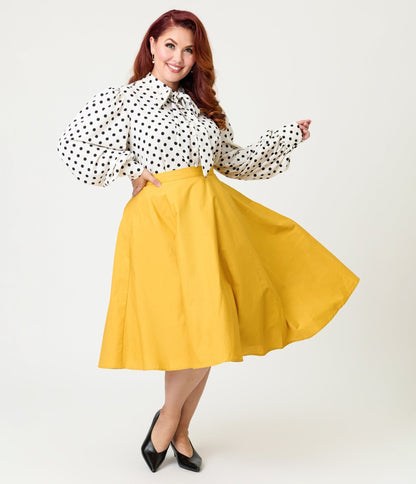 Magnolia Place Plus Size Mustard Sally Swing Skirt