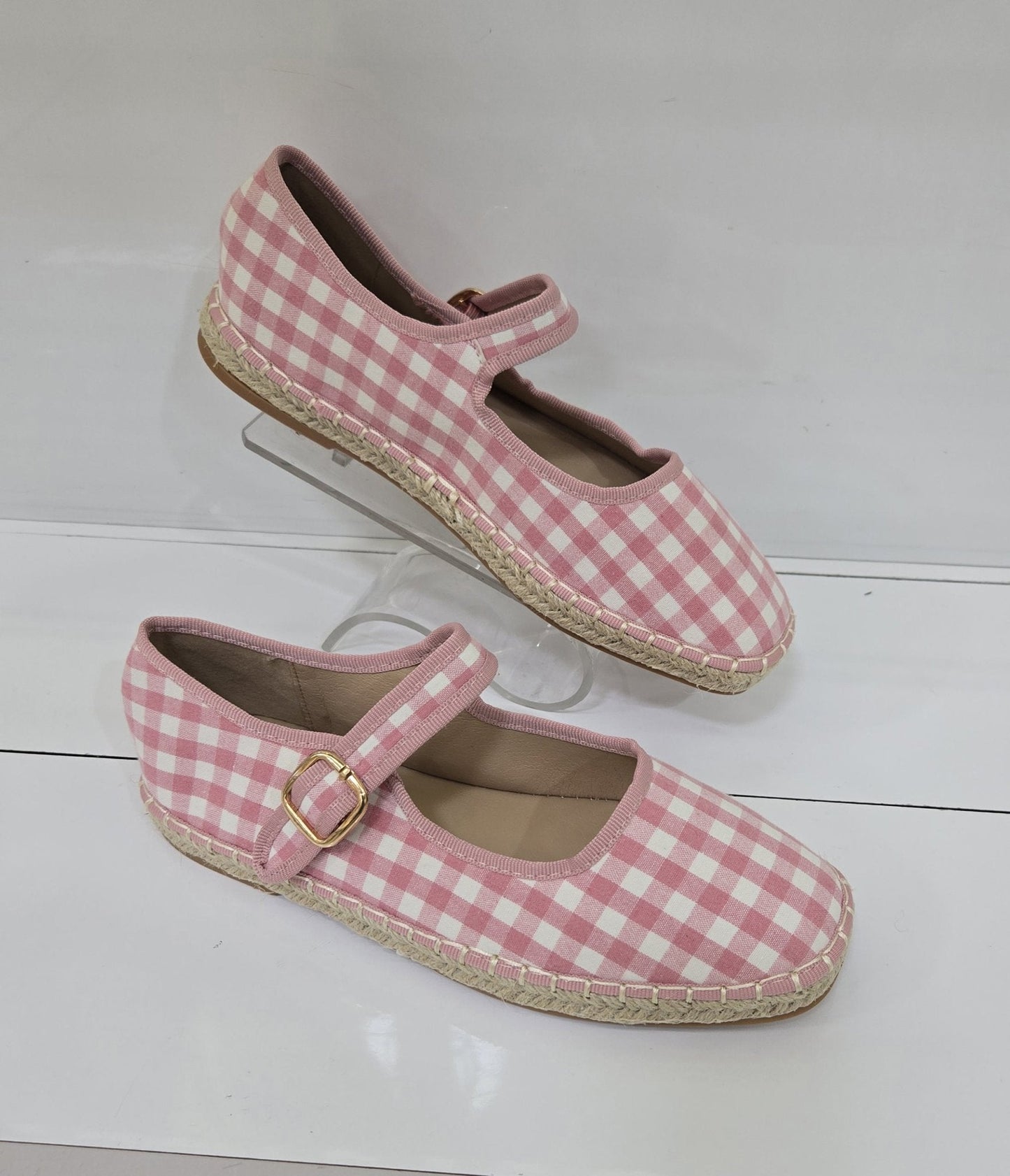 Pink Gingham Mary Jane Flats