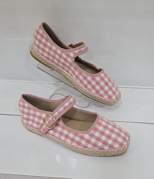 Pink Gingham Mary Jane Flats