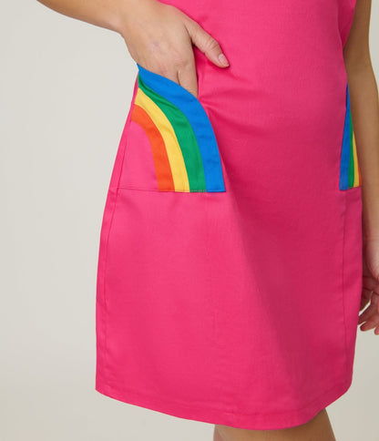 Smak Parlour Hot Pink Rainbow Pocket Mod Shift Dress