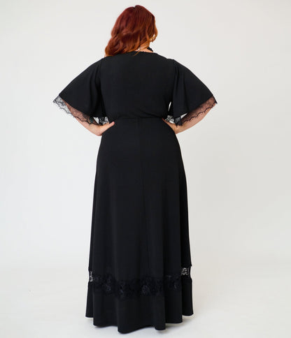 Smak Parlour Plus Size Black Lace Inset Maxi Dress