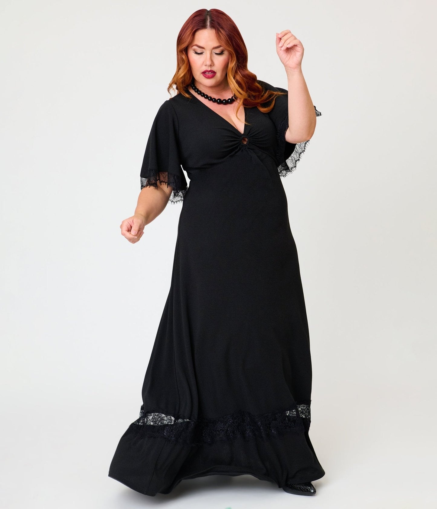 Smak Parlour Plus Size Black Lace Inset Maxi Dress