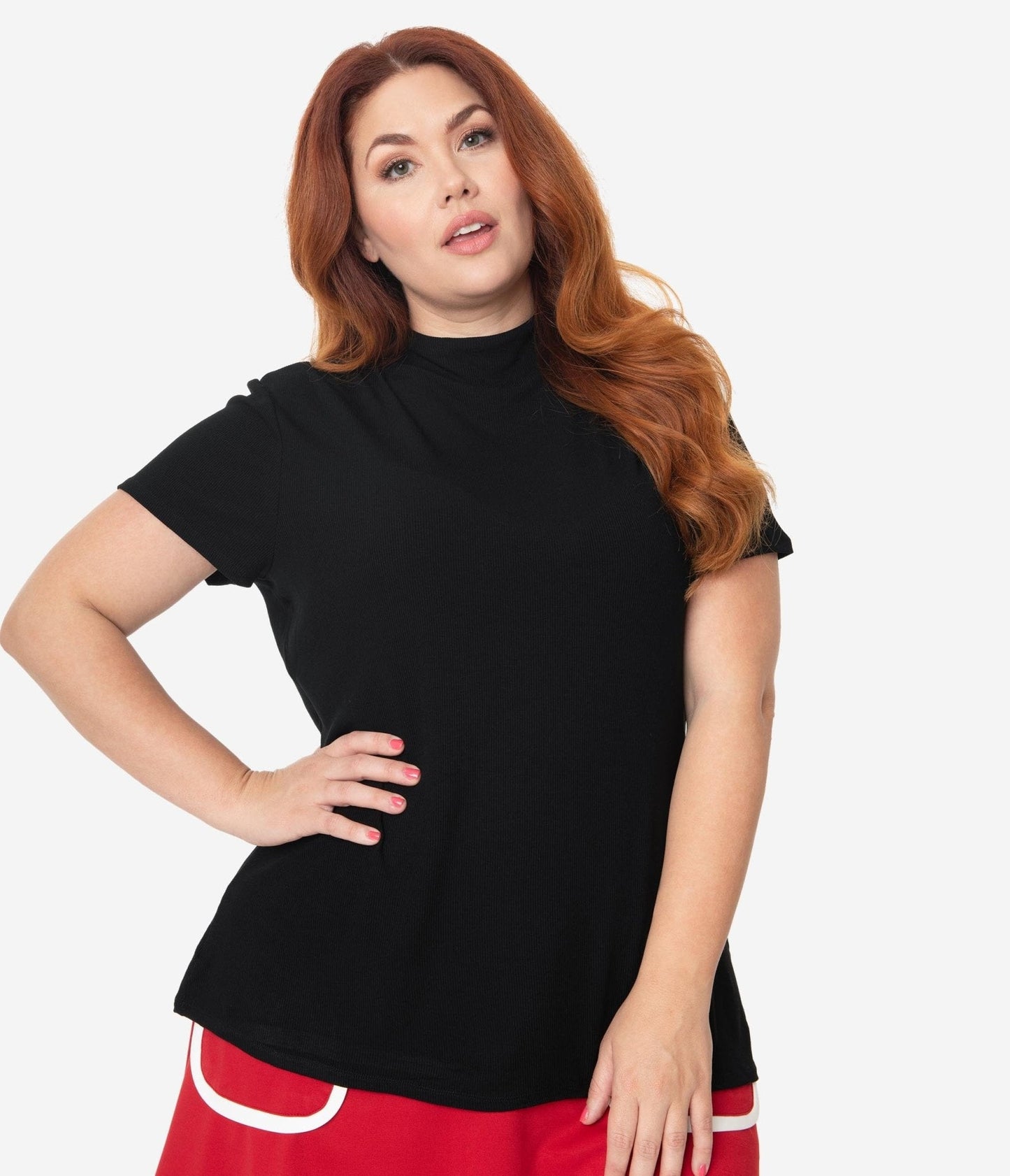 Smak Parlour Plus Size Black Mock Turtleneck It Girl Top