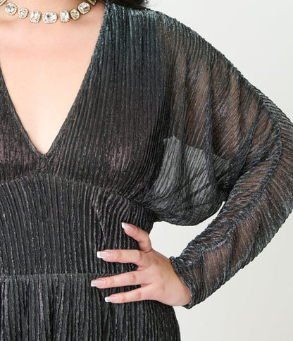 Smak Parlour Plus Size Black & Silver Shimmer Maxi Dress