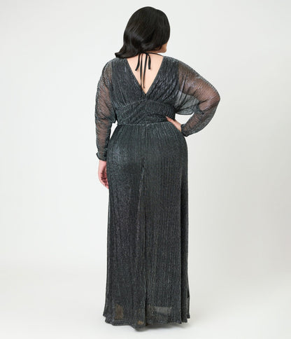 Smak Parlour Plus Size Black & Silver Shimmer Maxi Dress