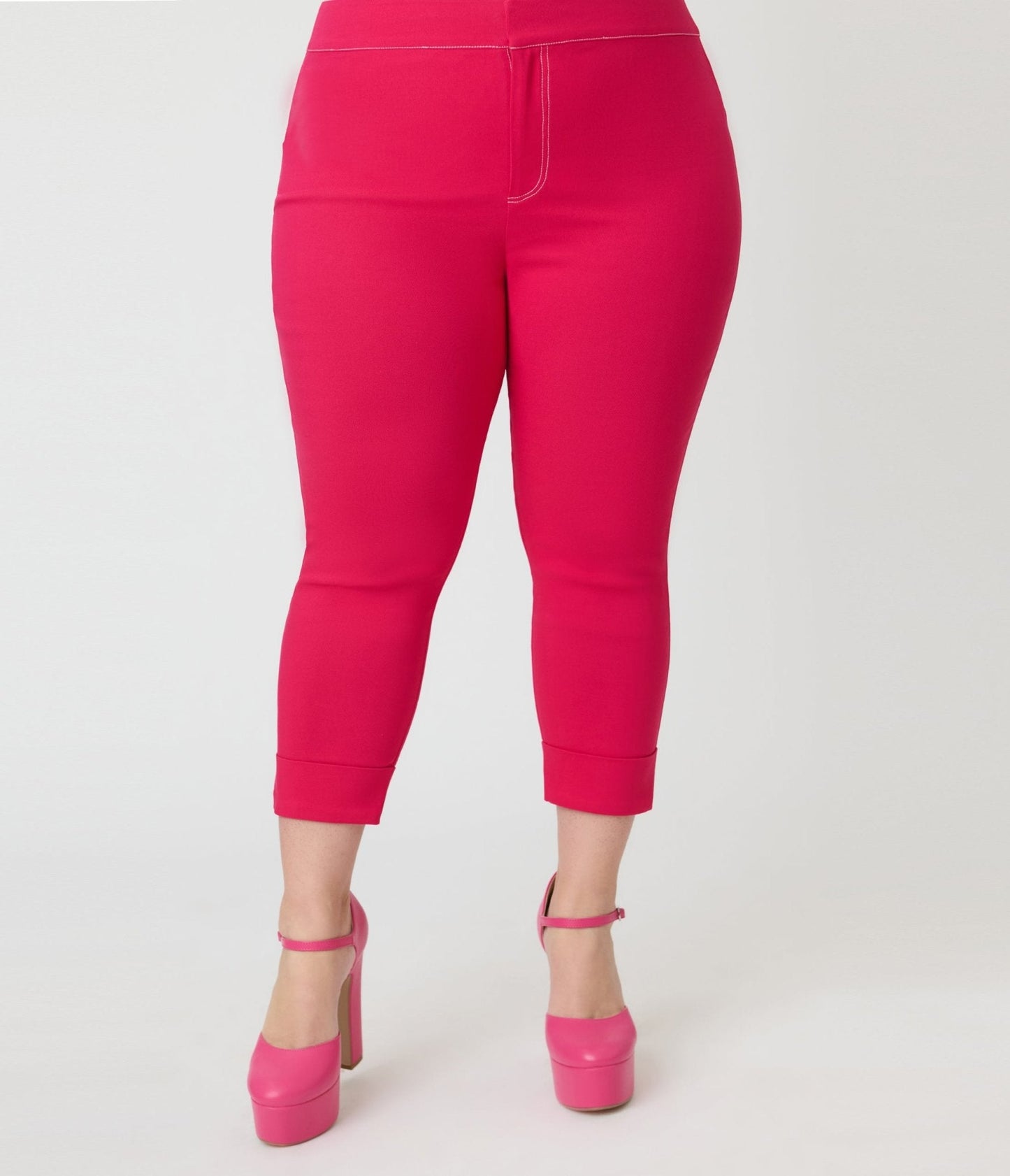 Smak Parlour Plus Size Hot Pink Denim Star Capris