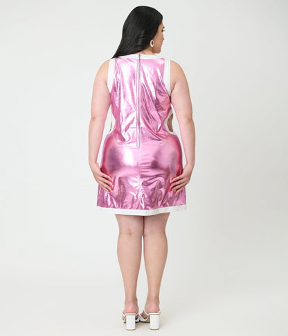 Smak Parlour Plus Size Pink & White Contrast Cutout Shift Dress