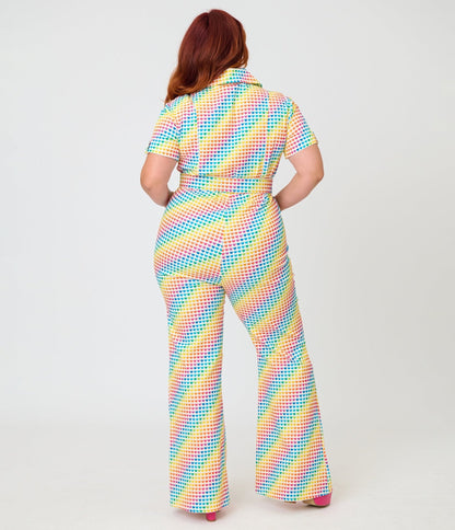 Smak Parlour Plus Size Rainbow Hearts Flare Jumpsuit