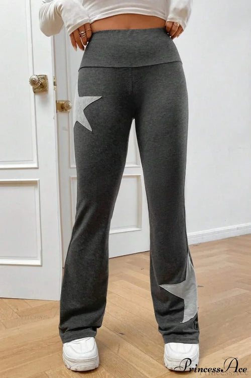 Star Stretchy High Waist Slim-Fit Flared Pants