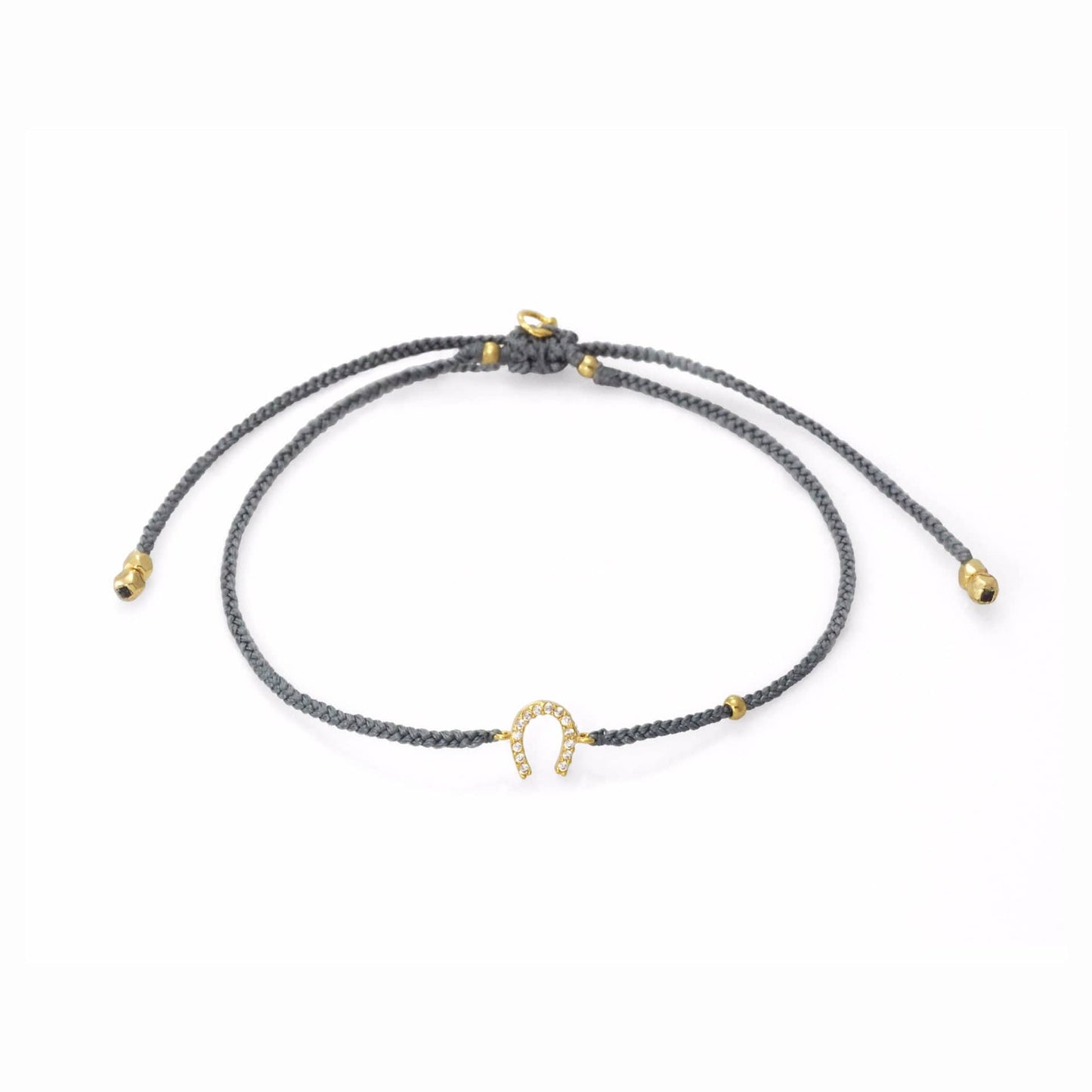 Grey Braided Horseshoe Bracelet