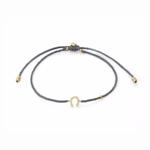 Grey Braided Horseshoe Bracelet