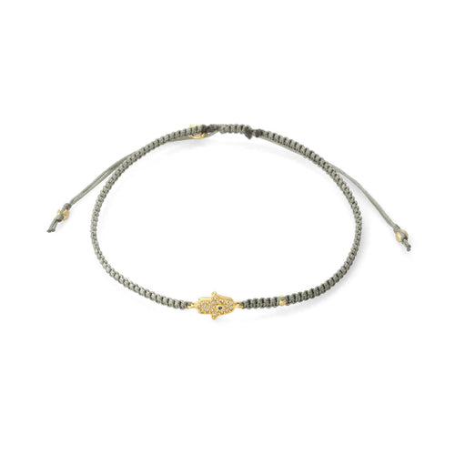 Braided Silk Cord Bracelet With Mini Hamsa