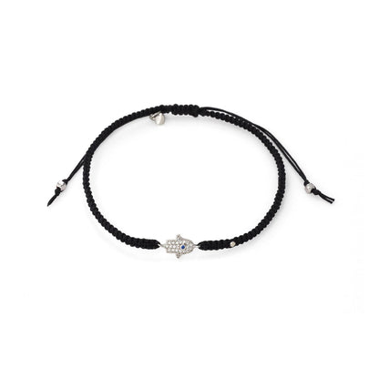 Braided Silk Cord Bracelet With Mini Hamsa