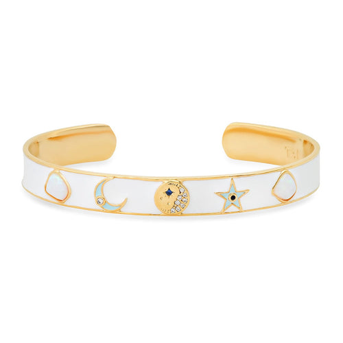 Celestial Motif Enamel Cuff Bracelet