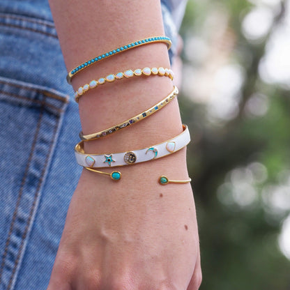 Celestial Motif Enamel Cuff Bracelet