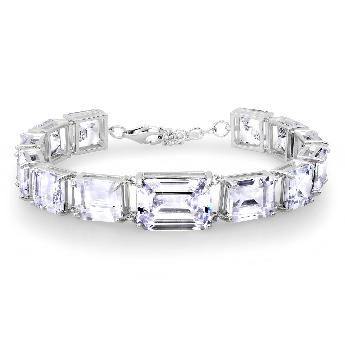 Clear Chunky Emerald Cut Glass Bracelet