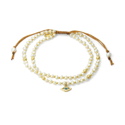 Double Strand Evil Eye Beaded Bracelet