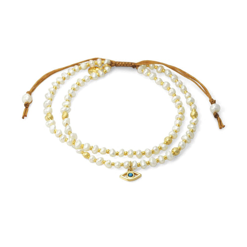 Double Strand Evil Eye Beaded Bracelet