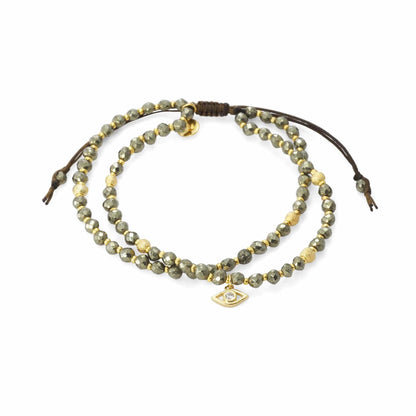 Double Strand Evil Eye Beaded Bracelet